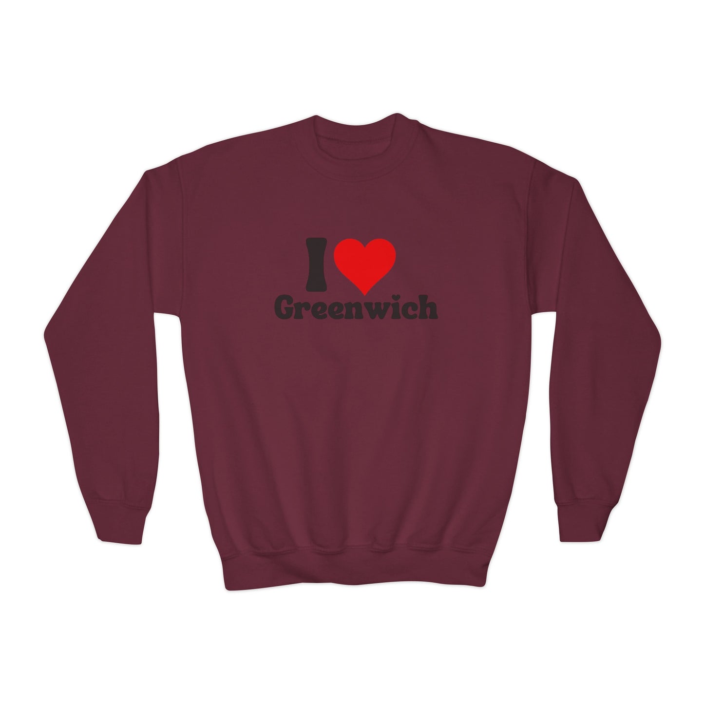 I love Greenwich Youth Crewneck Sweatshirt, Greenwich Connecticut Sweatshirt, Greenwich Home Town Merch