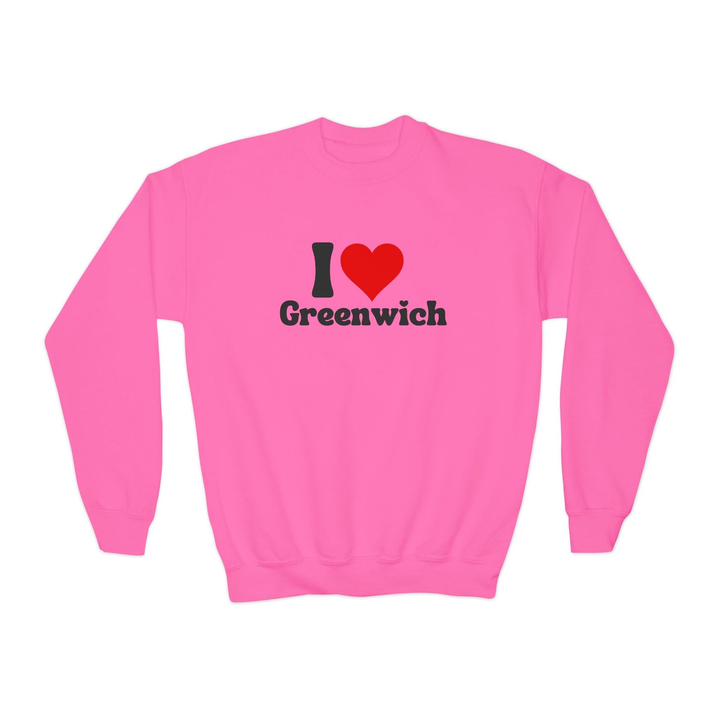 I love Greenwich Youth Crewneck Sweatshirt, Greenwich Connecticut Sweatshirt, Greenwich Home Town Merch