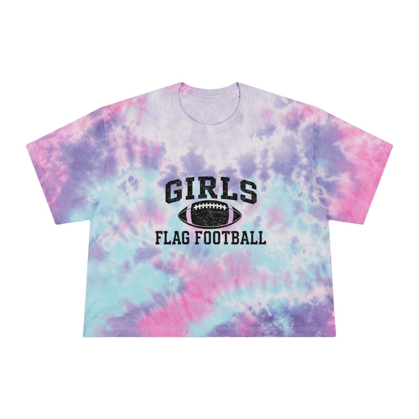 Girls Flag Football Tie-Dye Crop Tee — Women's Athletic Crop Top