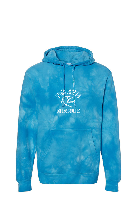 NMS ADULT Tie Dye Aqua Blue Hoodie White Hawk