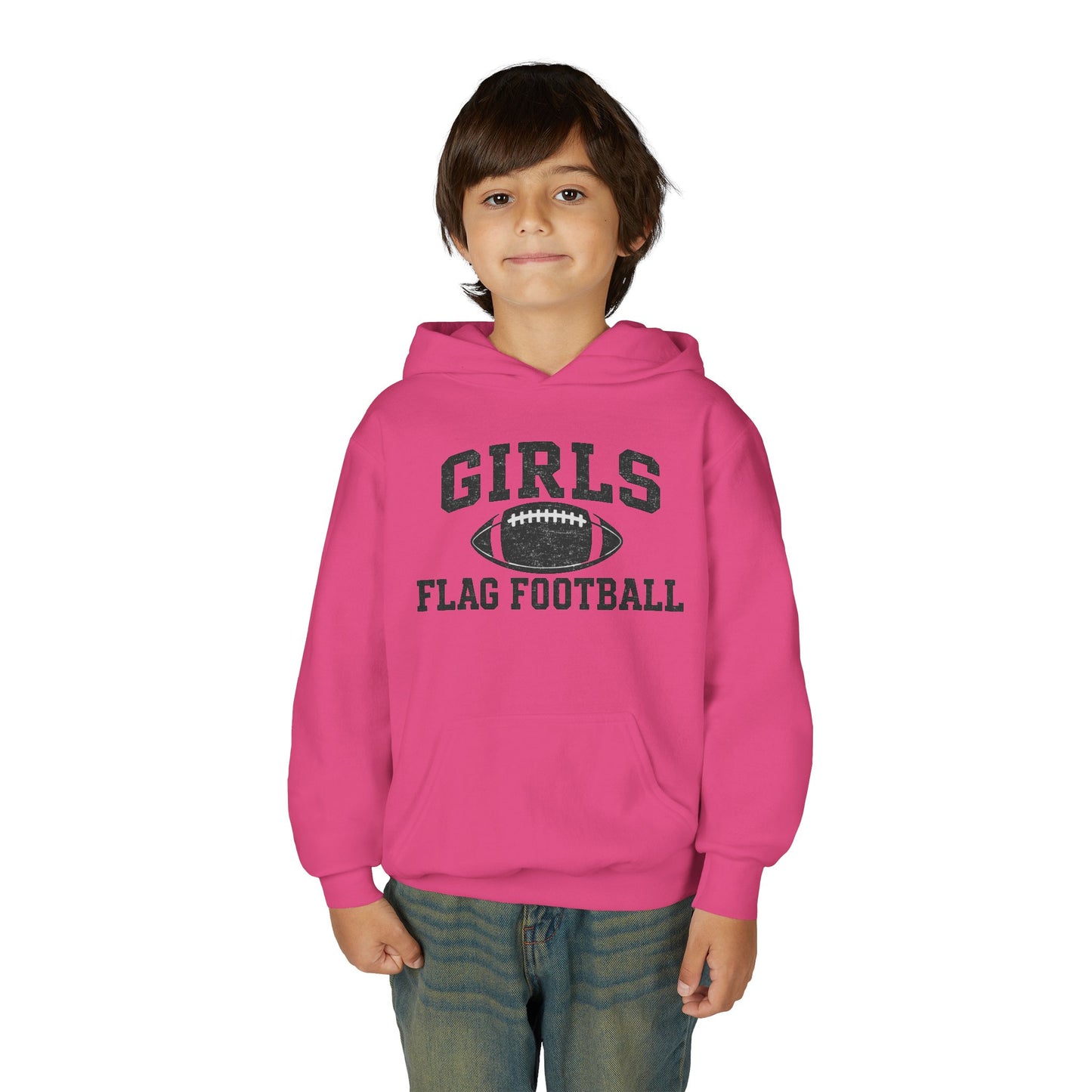 Girls Flag Football Youth Hoodie — Vintage Football Design