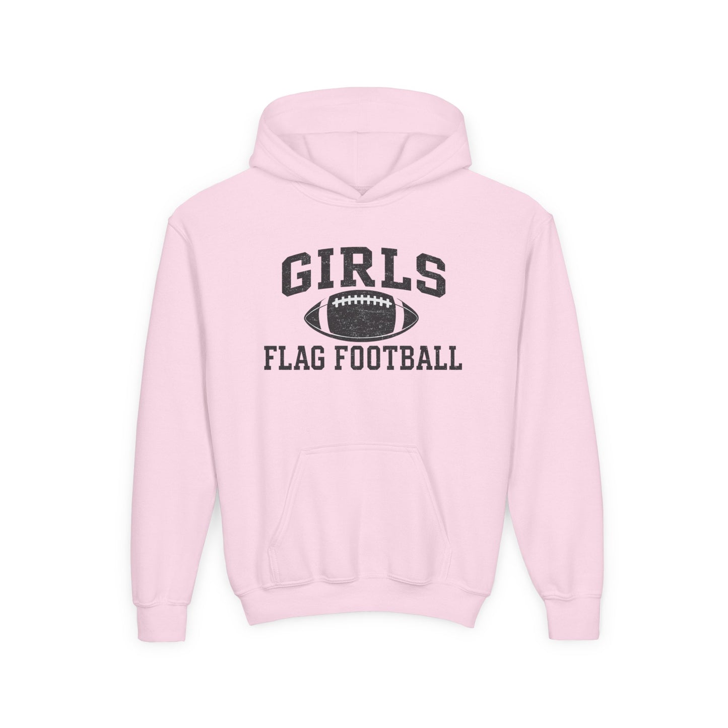 Girls Flag Football Youth Hoodie — Vintage Football Design