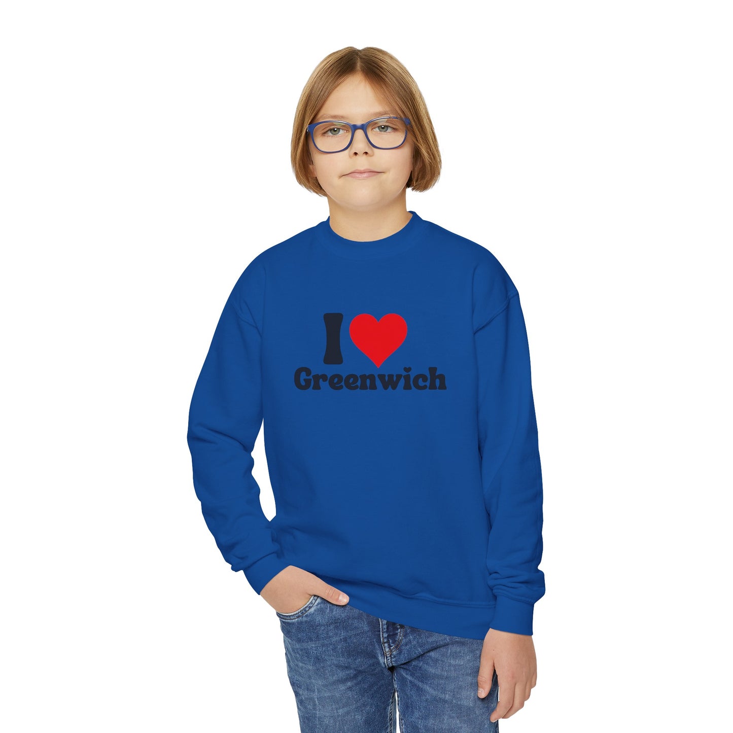 I love Greenwich Youth Crewneck Sweatshirt, Greenwich Connecticut Sweatshirt, Greenwich Home Town Merch