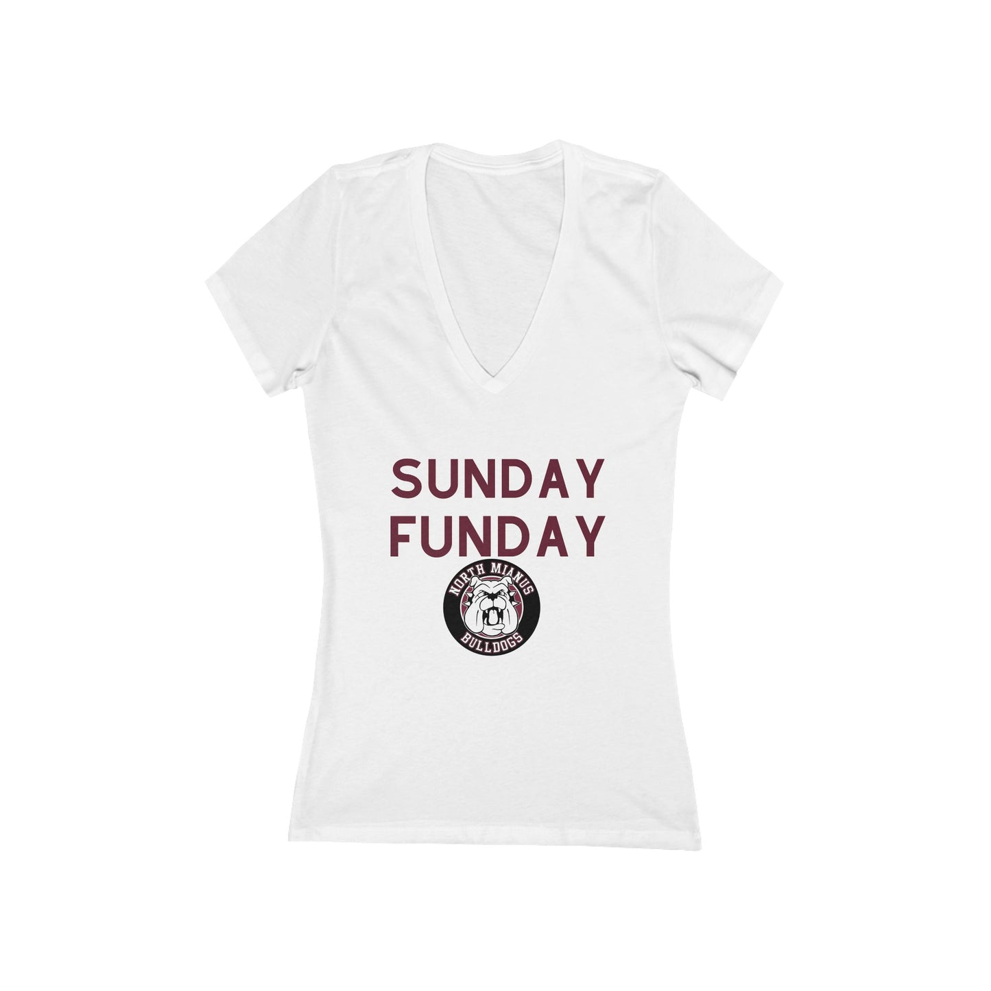 Sunday Funday Deep V-Neck Tee for Women | Fun Weekend Shirt, Casual Summer Top, Relaxed Fit, Gift for Friends