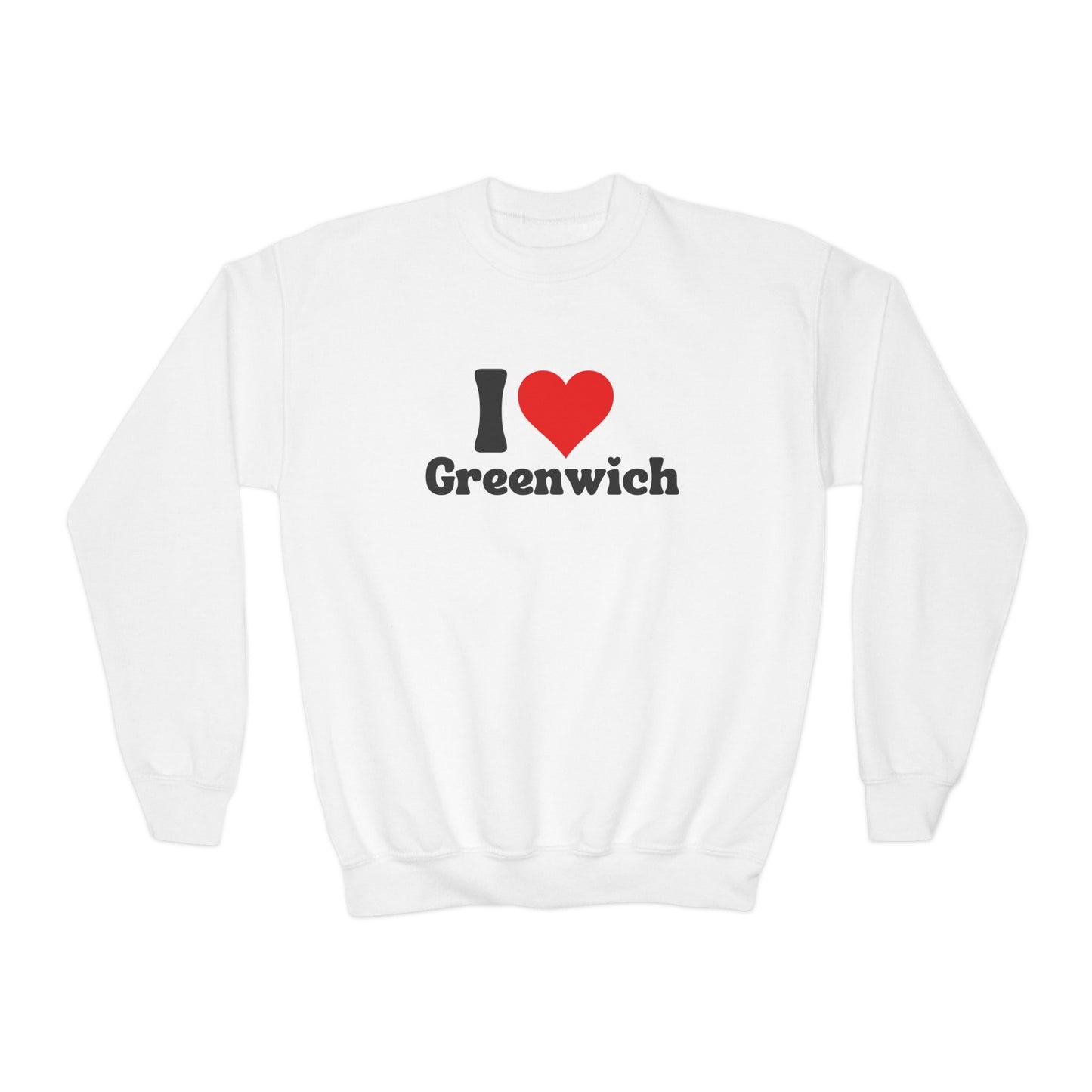 I love Greenwich Youth Crewneck Sweatshirt, Greenwich Connecticut Sweatshirt, Greenwich Home Town Merch