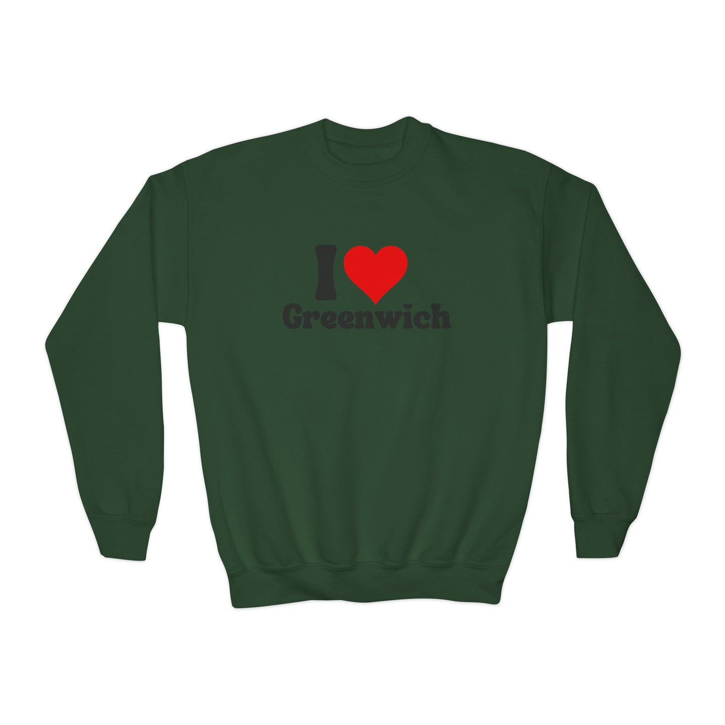 I love Greenwich Youth Crewneck Sweatshirt, Greenwich Connecticut Sweatshirt, Greenwich Home Town Merch