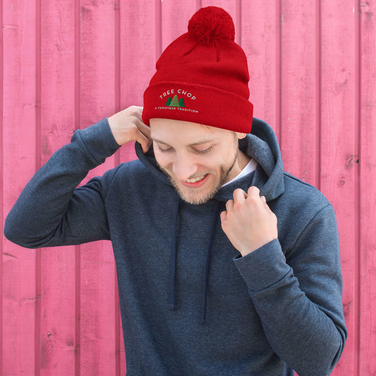 Tree Chop Pom-Pom Beanie